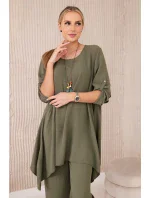 Sada halenky + kalhot s přívěskem světlo khaki