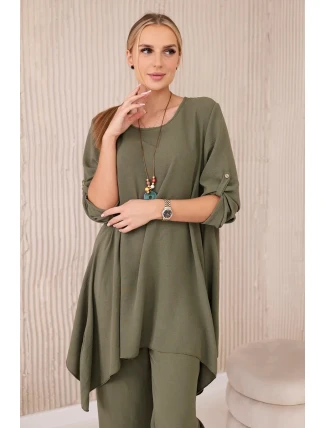 Sada halenky + kalhot s přívěskem světlo khaki