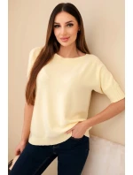 Dámský svetr z viskózy s krátkým rukávem žlutý