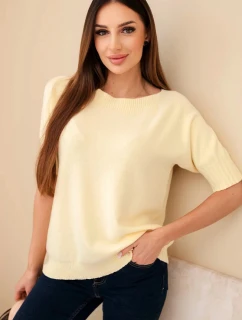 Dámský svetr z viskózy s krátkým rukávem žlutý