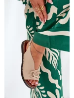 Sandály Na Ploché Podpatky S Dekorací Eko Kůže Béžové Tillireta