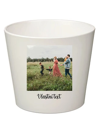 Bílý keramický květináč s fotografií - velký