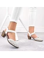 Kožené pohodlné sandály Rieker W RKR650 white Kožené pohodlné sandály Rieker W RKR650 white