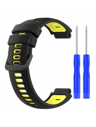 Silikonový řemínek pro Garmin G02 - černožlutý Silikonový řemínek pro Garmin G02 - černožlutý