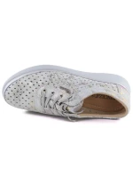 Dámské kožené polobotky na podpatku šedé Vinceza 79603