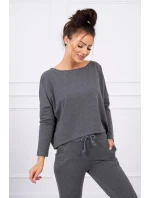 Souprava s oversize halenkou v grafitové barvě Souprava s oversize halenkou v grafitové barvě