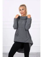 Mikina s kapucí s dlouhými zády v grafitové barvě