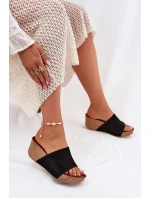 Dámské Semišové Pantofle Na Korek Korku Černé Zazoo 40311