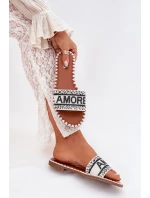 Dámské sandály na plochém podpatku se zdobením Amore bílé Avelina