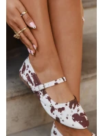 Zdobené dámské baleríny s páskem v bílo-hnědé Olivisse Zdobené dámské baleríny s páskem v bílo-hnědé Olivisse