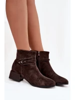 Dámské boty z přírodního semiše na klínu zateplené D&A CR52-651 čokoládové