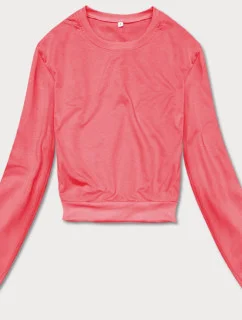 Tenká krátká dámská tepláková mikina v korálové barvě (8B938-37)