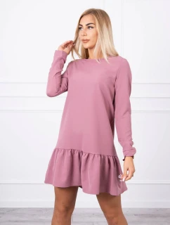 Šaty s volánem tmavě růžové