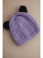 Dámská zimní čepice vlněná s bambulí K433 fialová
