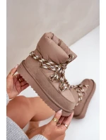 Semišové Sněhule Dámské S Hlavními Šňůrkami D.Franklin DFSH375003 Taupe