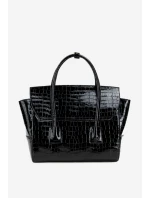 Lakovaná kabelka kufřík s rytím NOBO BAG5810-M20 Černá