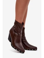 Dámské kovbojské botky Abrielle – na sloupkovém podpatku, hnědé