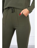 Sada s khaki výstřihem na knoflíky