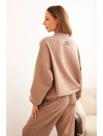 Dámská souprava bavlněná s širokými nohavicemi a mikinou na zip fango