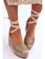 Vázané dámské sandály na klínu Béžové Josephine