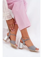 Dámské sandály na podpatku Vinceza 20275 šedé