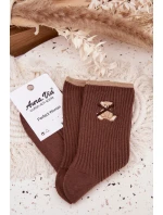 Bavlněné ponožky pruhované s čokoládovým medvídkem