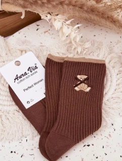 Bavlněné ponožky pruhované s čokoládovým medvídkem