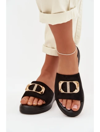 Dámské pantofle se zlatým detailem Černé Elmera