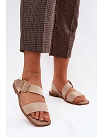 Dámské sandály na ploché podrážce Béžové se zlatou sponou Verissea