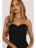 M893 Vrstvené korzetové šaty se šifonovou sukní - černé