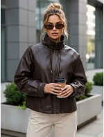 Dámská kožená oversize hnědá bunda FashionStreet TY5663