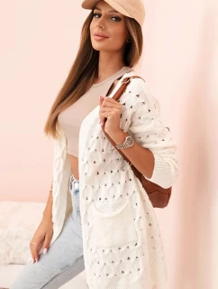 Dámský háčkovaný kardigan s kapsami ecru