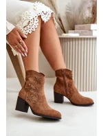 Boty S Prodyšným Svrškem Na Podpatku Eko Semišové Hnědé Nevishiia