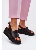 Dámské Sandály Z Přírodní Kůže Na Klínu Artiker Černé 54C0791