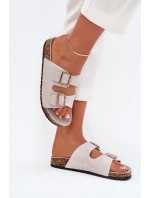 Dámské sandály se zlatými sponami a švy šedé Lunera