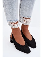 Materiálové dámské sandály na podpatku Černé Marcelle