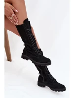 Semišové kotníkové boty se šněrováním do půli lýtka Zazoo 3103 Černé Semišové kotníkové boty se šněrováním do půli lýtka Zazoo 3103 Černé