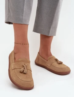 Kožené semišové mokasiny typu barefoot Zazoo 322 béžové