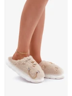 Futrzane Pantofle S Odznaky Béžové Ivelfedi