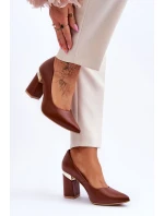 Kožené lodičky Lewski 3117 Hněde