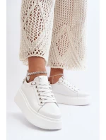 Kožené Dámské Tenisky S Náramkem CheBello 4406 Bílé Kožené Dámské Tenisky S Náramkem CheBello 4406 Bílé