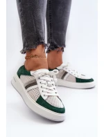 Dámské kožené tenisky D&A LR110 Zeleno-Bílé