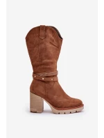 Dámské Kozačky Do Poloviny Lýtka Na Podpatku Zateplené Camel Ivanelis