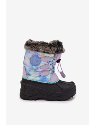 Dětské sněhule pro dívky s kožíškem a stahovák Lee Cooper LCJ-25-10-3778 Fialové