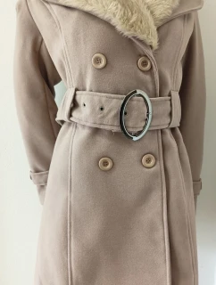 Dámský kabát na knoflíky Eva béžový - Italian Mode