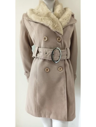 Dámský kabát na knoflíky Eva béžový - Italian Mode Dámský kabát na knoflíky Eva béžový - Italian Mode