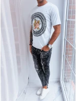 Světle šedé pánské tričko s potiskem FashionStreet RX5300