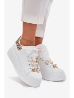 Dámské Tenisky Na Platformě S Křišťálky Bílé Panterka Ocerdia