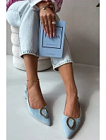 Dámské sandály na ploché podrážce s ozdobou modré Sparkle
