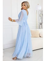 Dlouhé třpytivé šaty plus size 654-3 modré - Numoco Dlouhé třpytivé šaty plus size 654-3 modré - Numoco